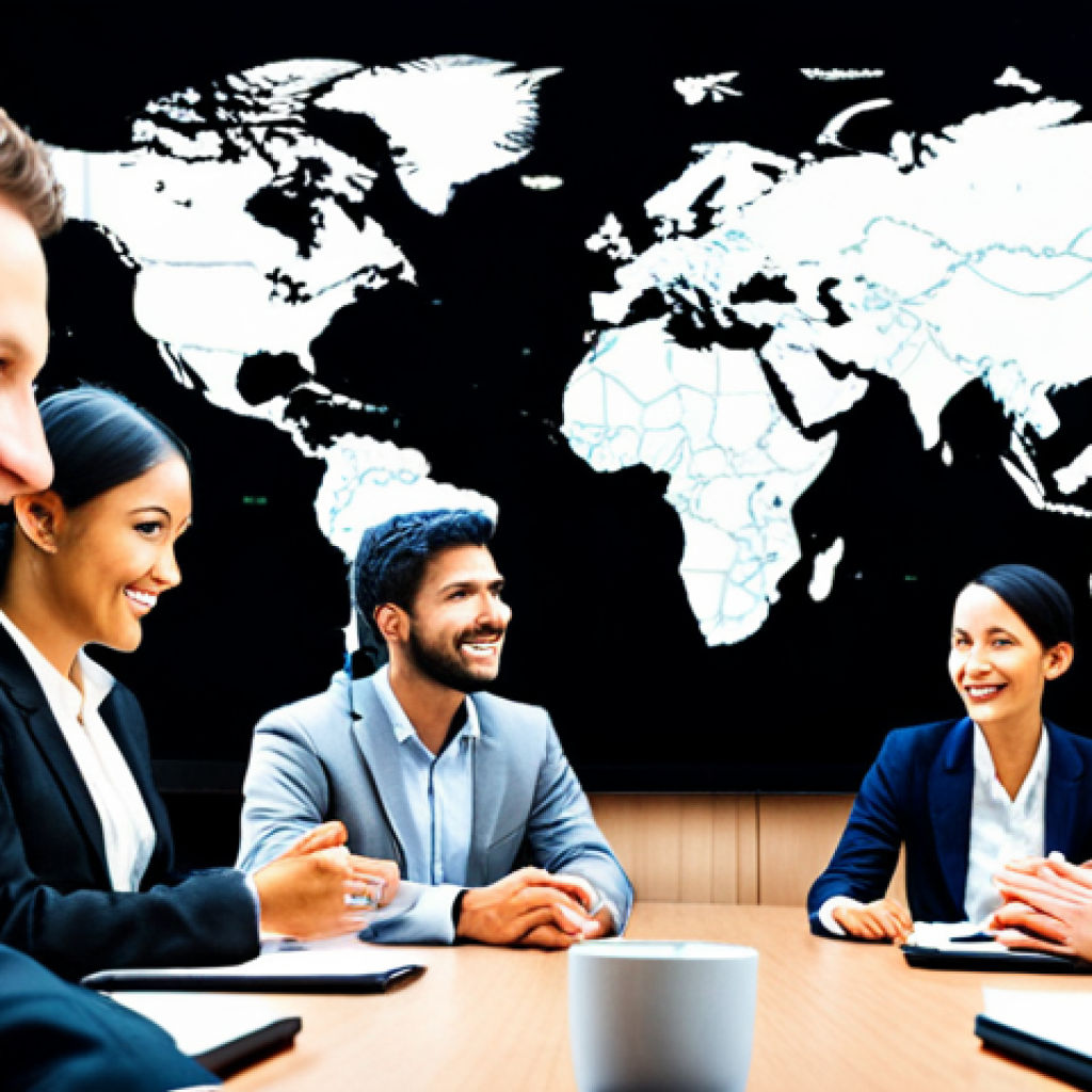 **Image Prompt:** A diverse group of business professionals from different cultural backgrounds engaged in a meeting, some are smiling, others are listening intently. The background includes a world map and digital communication icons, symbolizing global connection and intercultural communication. The overall tone is positive and collaborative, highlighting the importance of empathy and cultural understanding in successful international business.