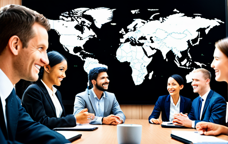 **Image Prompt:** A diverse group of business professionals from different cultural backgrounds engaged in a meeting, some are smiling, others are listening intently. The background includes a world map and digital communication icons, symbolizing global connection and intercultural communication. The overall tone is positive and collaborative, highlighting the importance of empathy and cultural understanding in successful international business.