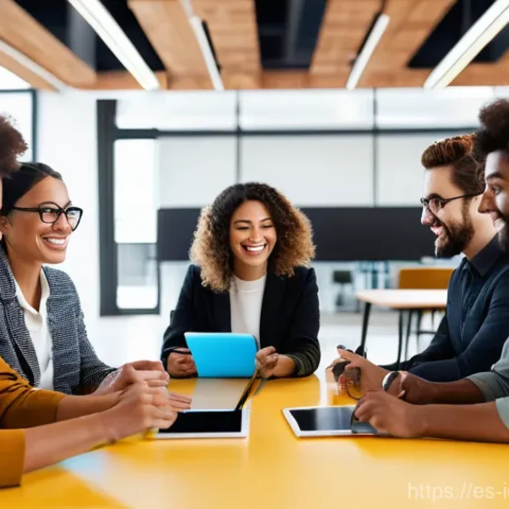 국제커뮤니케이션 분야 취업 전망 - **Prompt:** A vibrant, diverse team of young professionals (ages 25-35) from various cultural backgr...