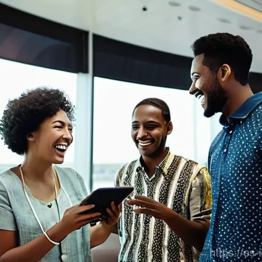 국제커뮤니케이션 전략 분석 - **Cultural Understanding and Connection in a Global Hub**
    A vibrant, dynamic shot of a diverse g...