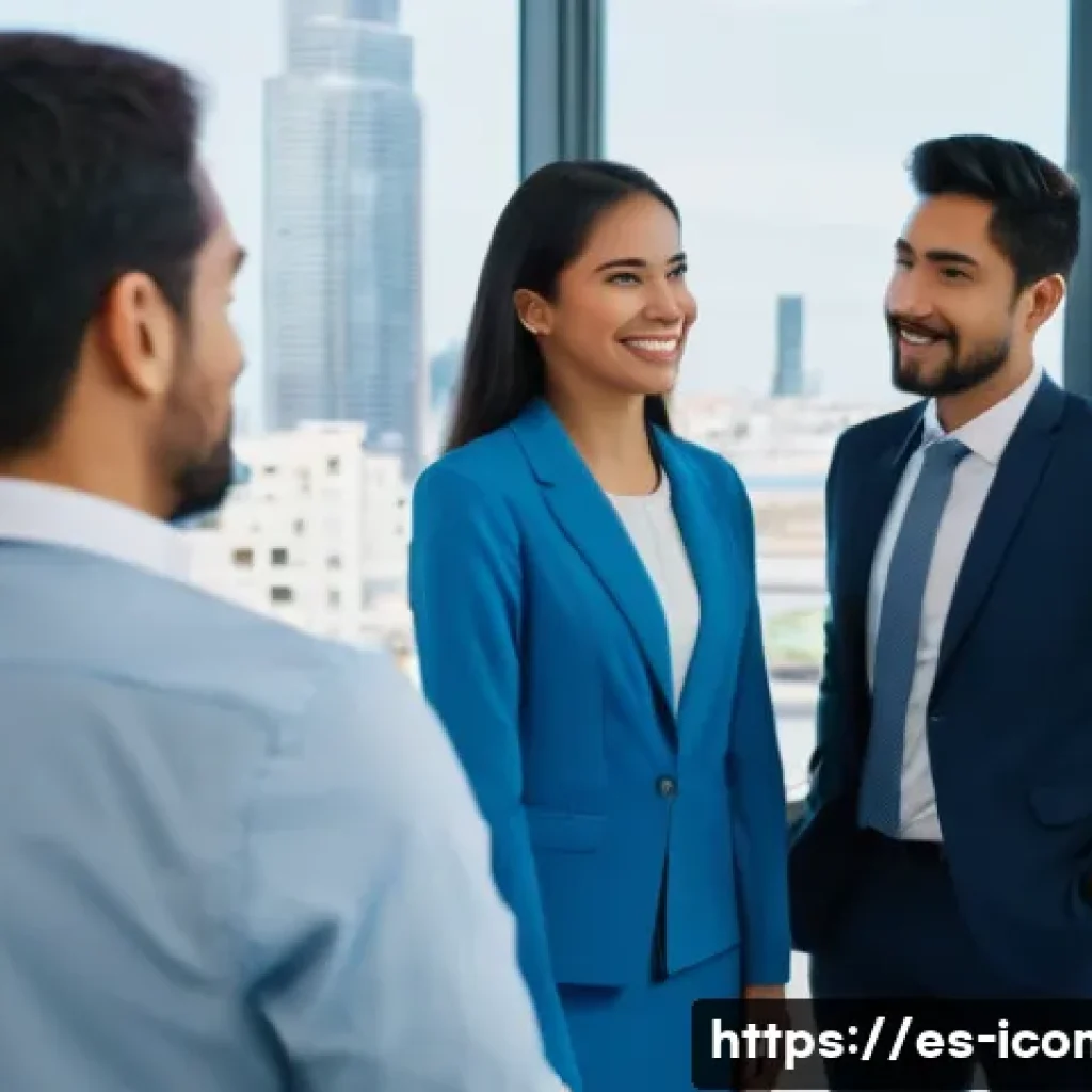 국제커뮤니케이션 분야의 도전과제 - A diverse international business meeting scene in a modern office, featuring professionals from Lati...