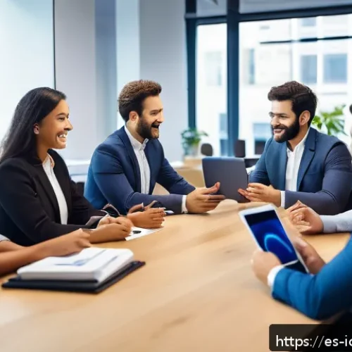 Home 31 국제커뮤니케이션 글로벌 커리어 목표 설정 - A diverse international business team collaborating in a modern office setting, featuring profession...